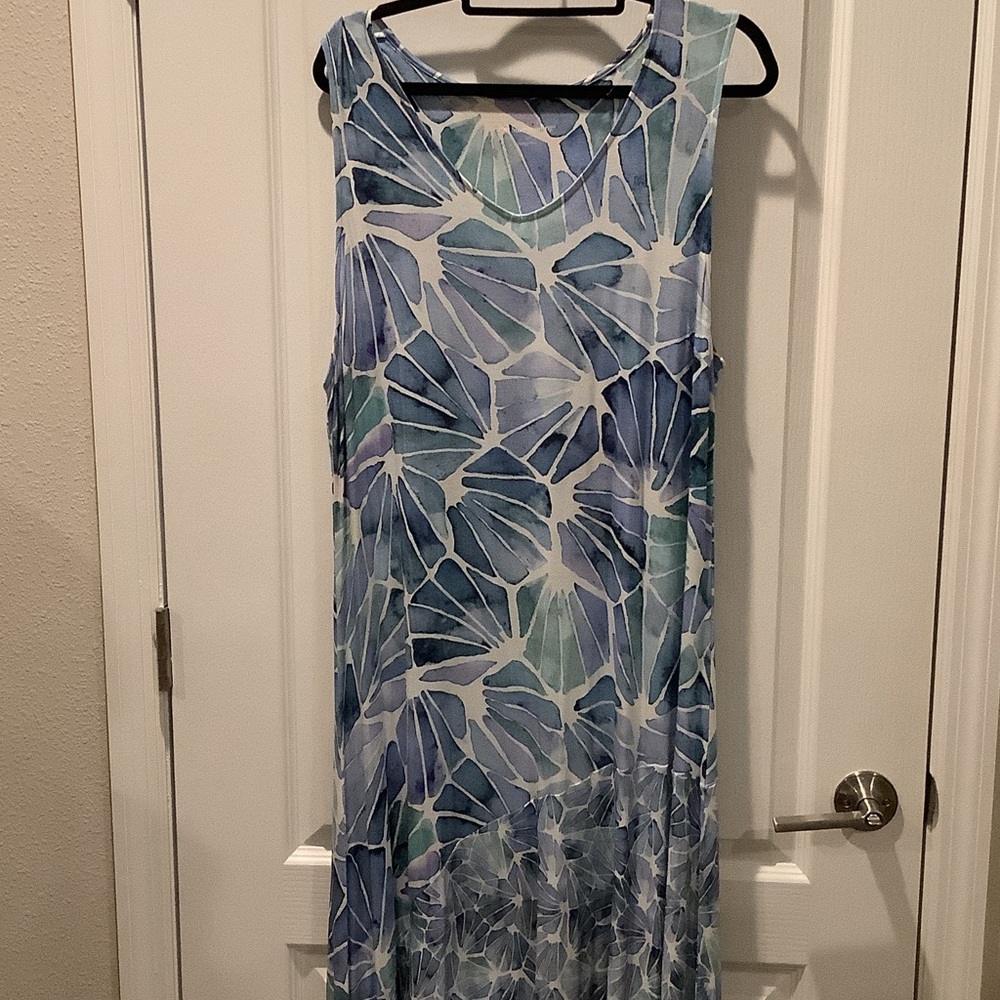 Soft Surroundings Blue and Aqua Tank Maxi Dress